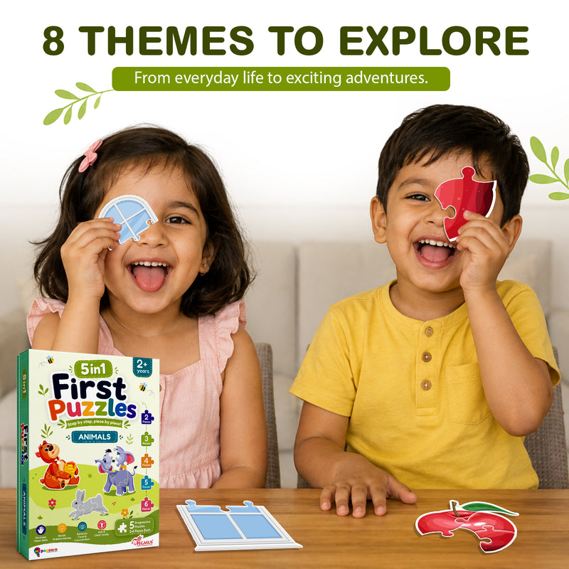 5-in-1 First Puzzles Animals for Toddlers and Kids (Age 2+ Years) Jigsaw Puzzle Set | Fun Memory Games and Creative Activity