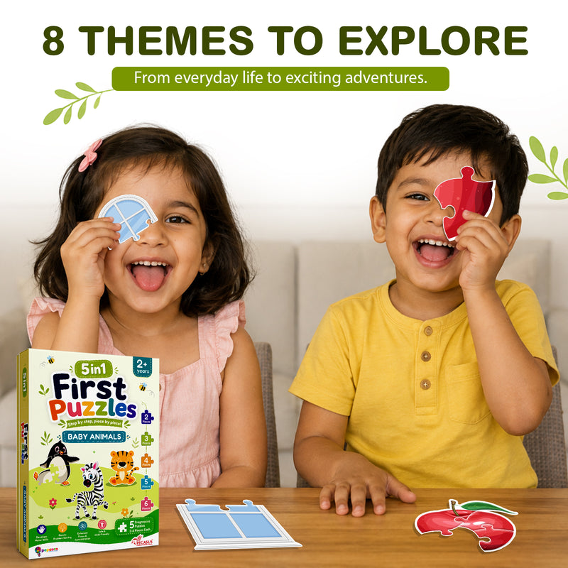 5-in-1 First Puzzles Baby Animals for Toddlers and Kids (Age 2+ Years) Jigsaw Puzzle Set | Fun Memory Games and Creative Activity