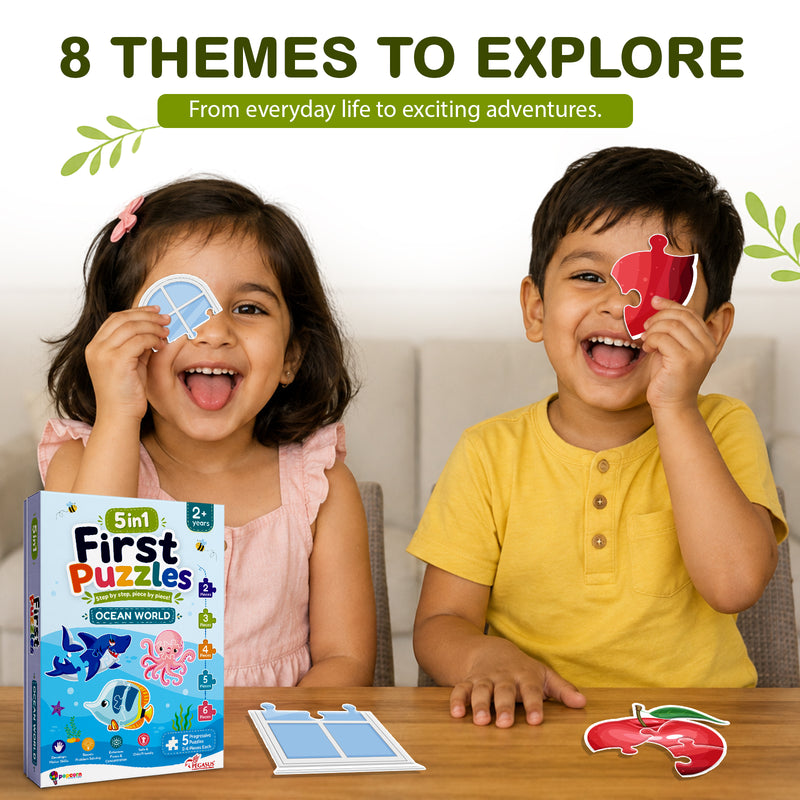 5-in-1 First Puzzles Ocean World for Toddlers and Kids (Age 2+ Years) Jigsaw Puzzle Set | Fun Memory Games and Creative Activity