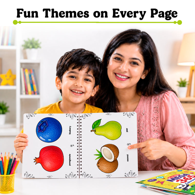 My Happy Mega 365 Coloring Book for Kids – Wire-O Bound Colouring and Early Learning Activity Book (Age 3+ Years)