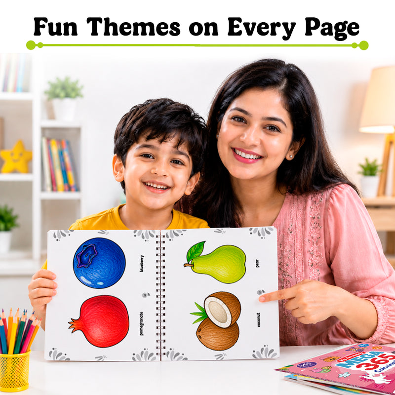 My Amazing Mega 365 Coloring Book for Kids – Wire-O Bound Colouring and Early Learning Activity Book (Age 3+ Years)