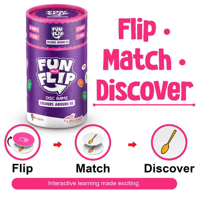 Fun and Flip Colours Around Us Disc Game for Kids Early Learning, Vocabulary and Memory Game for Toddlers (Age 2+ Years)