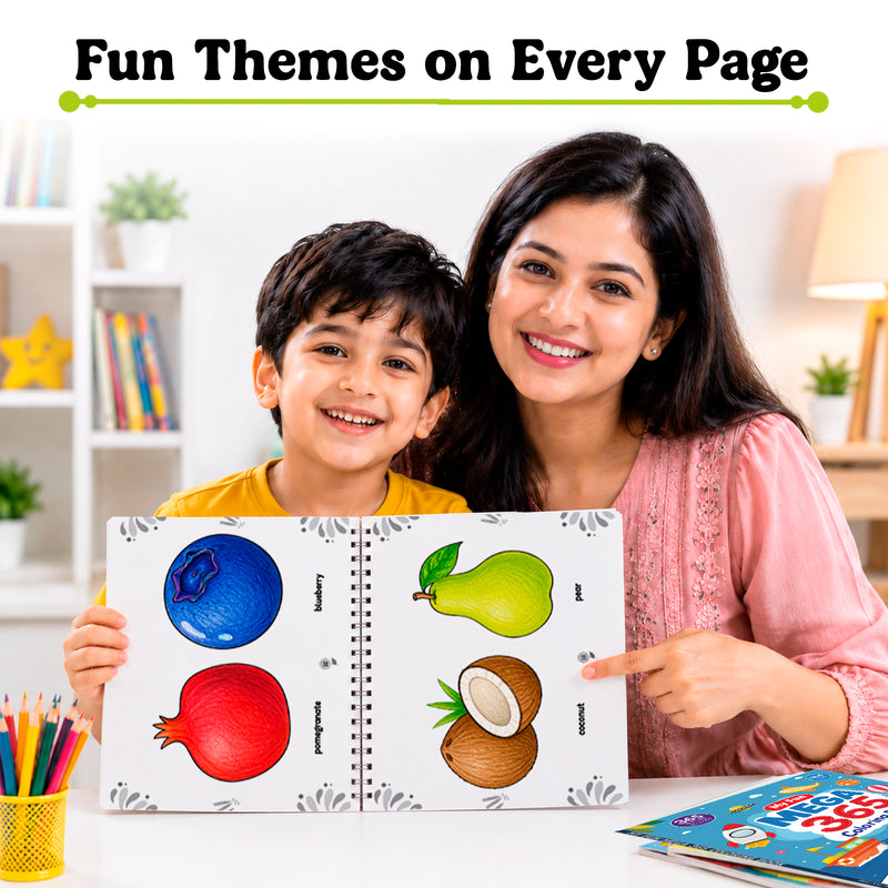 My Fun Mega 365 Coloring Book for Kids – Wire-O Bound Colouring and Early Learning Activity Book (Age 3+ Years)