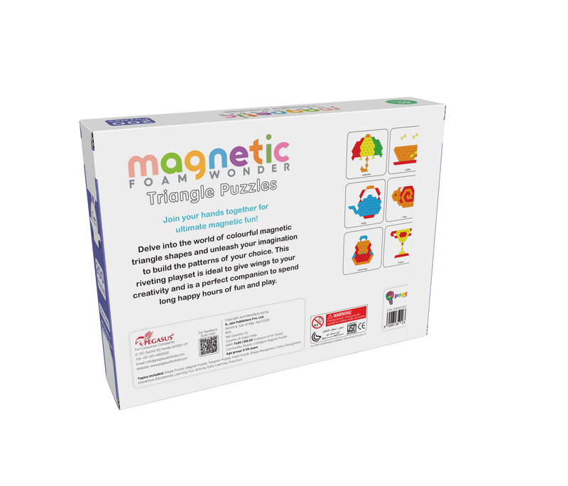 Foam Wonder Triangle Magnetic Puzzles – 200+ Creative Builds with 350+ Colorful Magnets & Stand (Ages 5-99)