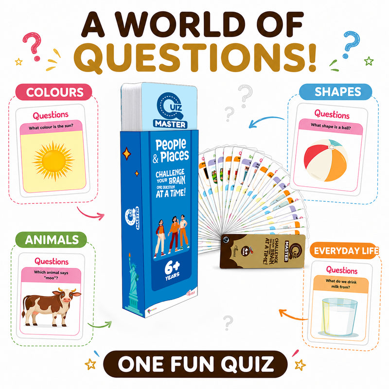 Quiz Master People and Places for Kids (Age 6+ Years) Quiz Challenge Educational Cards and Brain Teaser Learning Game
