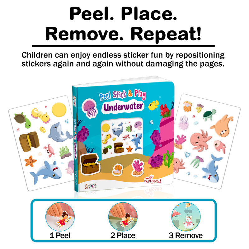 Peel Stick & Play Underwater Book for Kids – Reusable Sticker Sea Activity Book (Age 2+ Years)