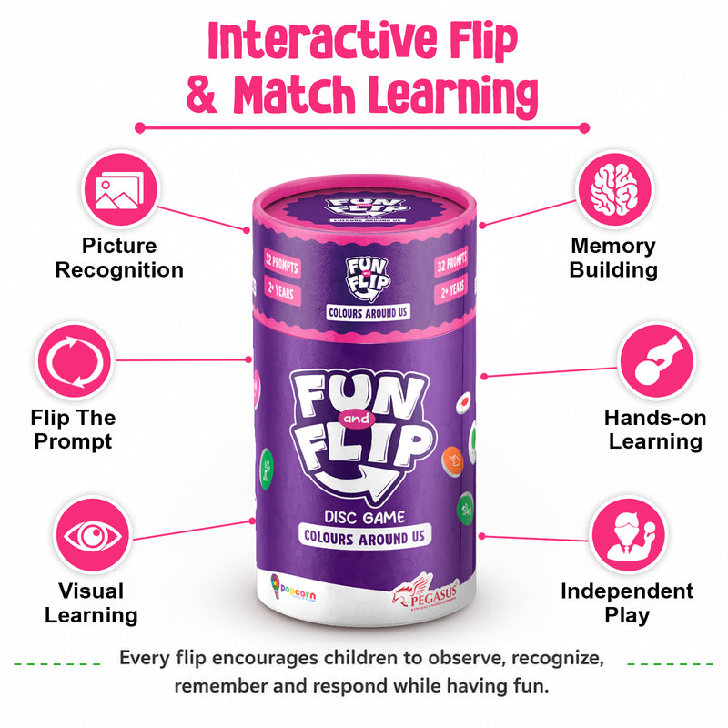 Fun and Flip Colours Around Us Disc Game for Kids Early Learning, Vocabulary and Memory Game for Toddlers (Age 2+ Years)