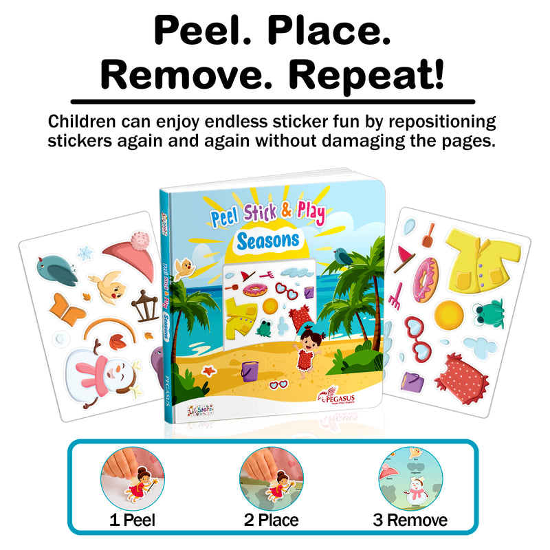 Peel Stick & Play Seasons Book for Kids – Reusable Seasons Sticker Activity Book (Age 2+ Years)