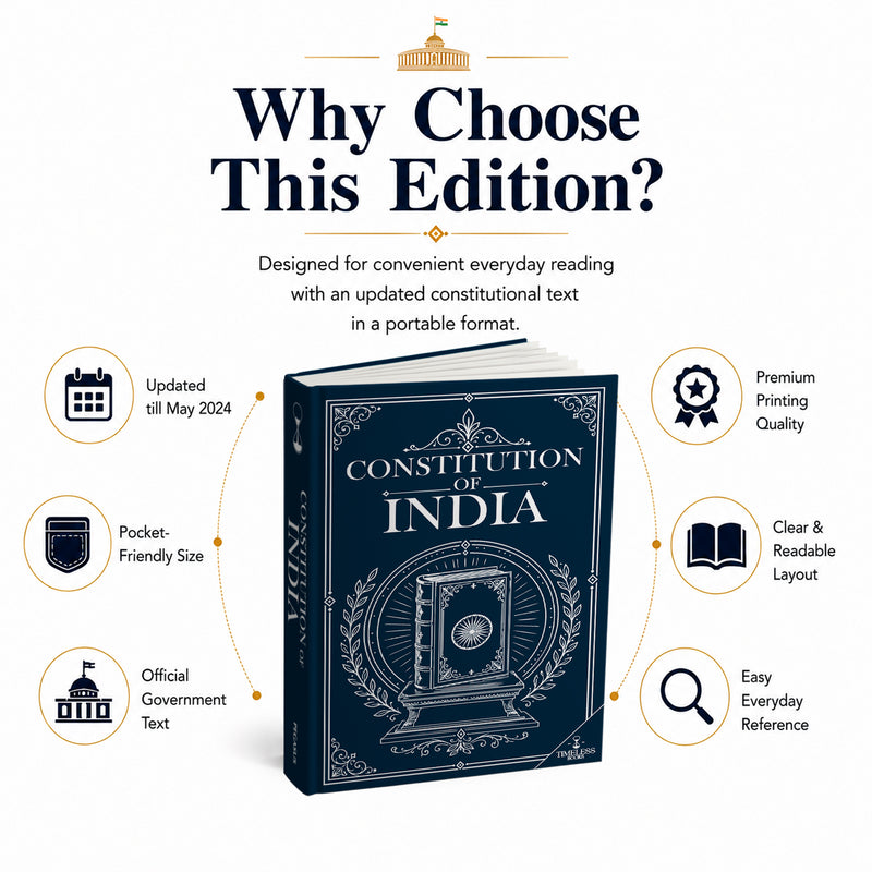Constitution of India Hardcover Book Indian Law, Civics, and Competitive Exam Reference