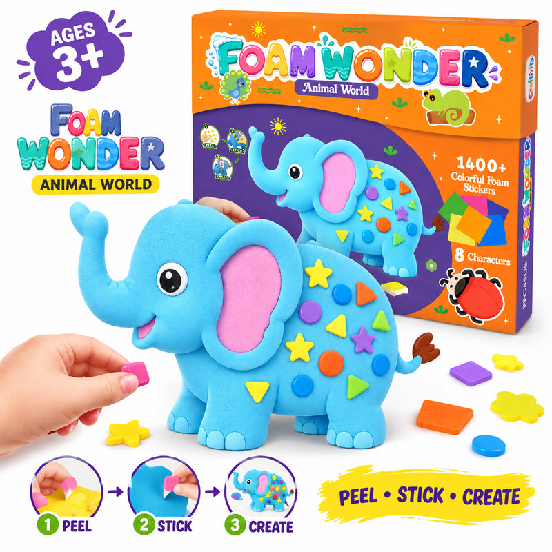 Foam Wonder Animal World Activity Kit for Kids (Age 3+ Years) Creative Learning and Craft Activity for Boys and Girls
