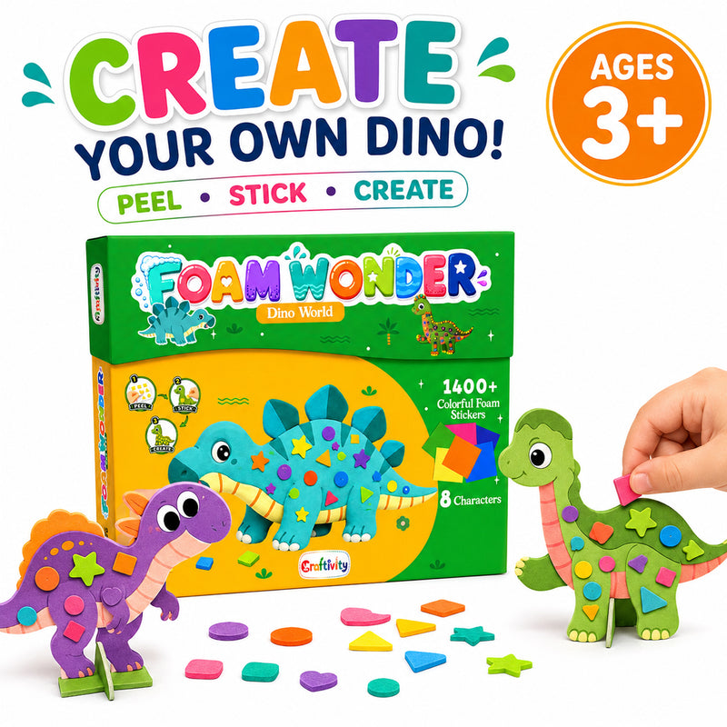 Foam Wonder Dino World Activity Kit for Kids (Age 3+ Years) Creative Learning and Craft Activity for Boys and Girls