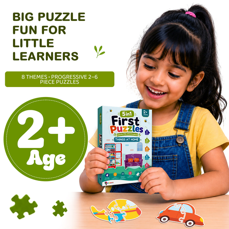 5-in-1 First Puzzles Things at Home for Toddlers and Kids (Age 2+ Years) Jigsaw Puzzle Set | Fun Memory Games and Creative Activity