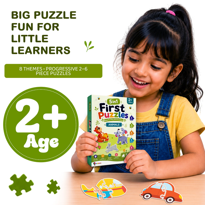 5-in-1 First Puzzles Animals for Toddlers and Kids (Age 2+ Years) Jigsaw Puzzle Set | Fun Memory Games and Creative Activity