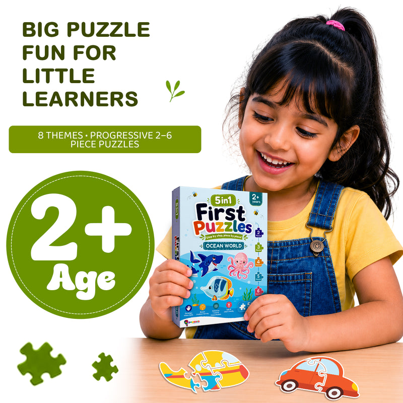 5-in-1 First Puzzles Ocean World for Toddlers and Kids (Age 2+ Years) Jigsaw Puzzle Set | Fun Memory Games and Creative Activity