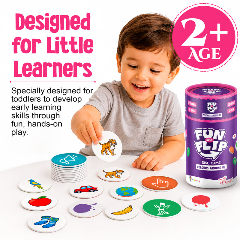 Fun and Flip Colours Around Us Disc Game for Kids Early Learning, Vocabulary and Memory Game for Toddlers (Age 2+ Years)