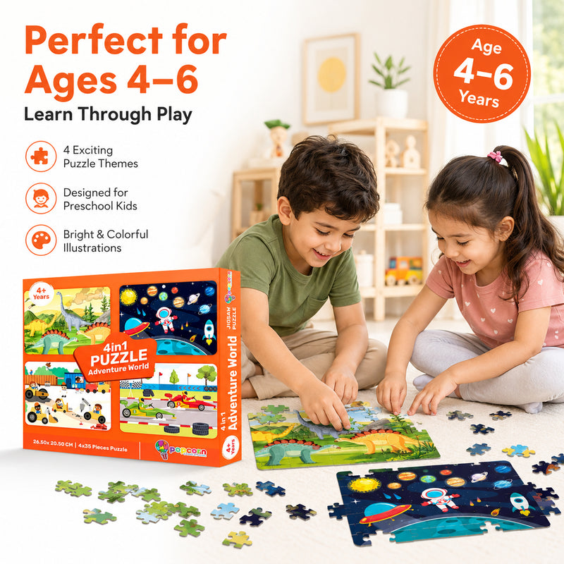 4 in 1 Divine World Jigsaw Puzzle for Kids Krishna, Ganesha and Hindu Mythology Theme Brain Development Toy (Age 3+ Years)