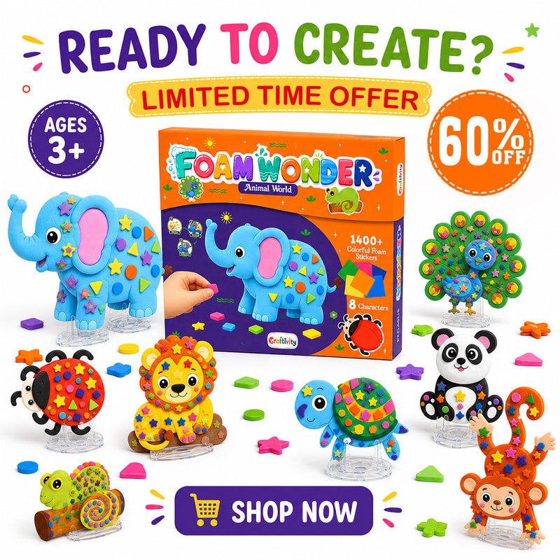 Foam Wonder Animal World Activity Kit for Kids (Age 3+ Years) Creative Learning and Craft Activity for Boys and Girls