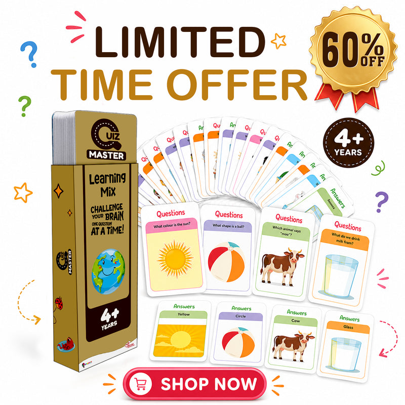 Quiz Master Learning Mix for Kids (Age 4+ Years) Quiz Challenge Educational Cards and Brain Teaser Learning Game