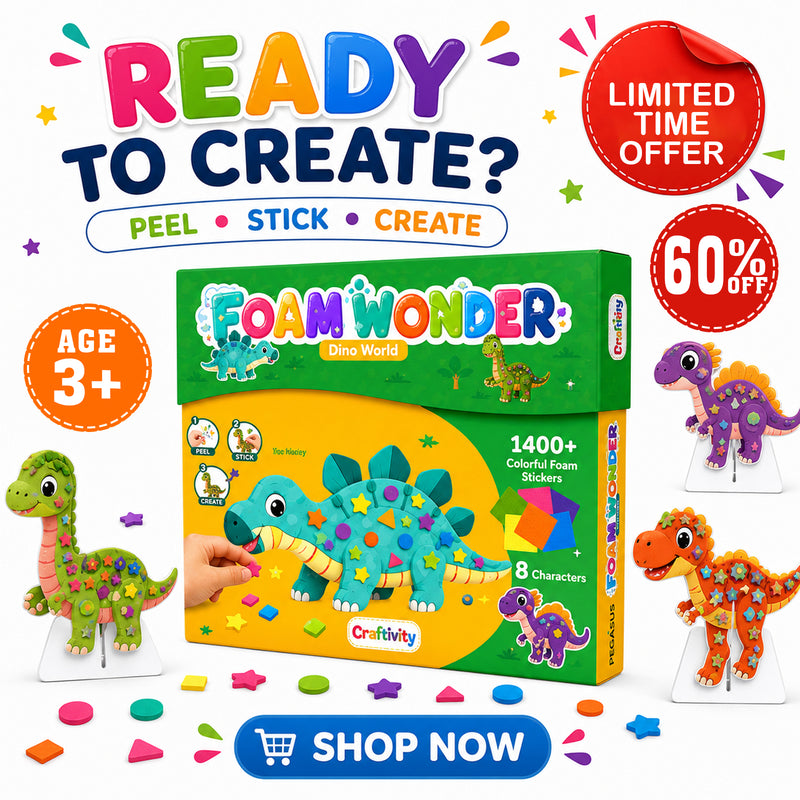 Foam Wonder Dino World Activity Kit for Kids (Age 3+ Years) Creative Learning and Craft Activity for Boys and Girls