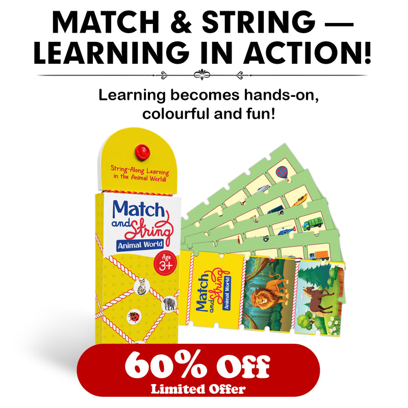 Match and String Animal World for Kids (Age 3+ Years) String-Along Learning Activity Fine Motor Skills and Matching Game