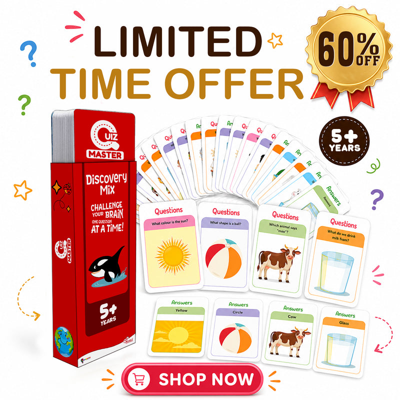 Quiz Master  Discovery Mix for Kids (Age 5+ Years) Quiz Challenge Educational Cards and Brain Teaser Learning Game