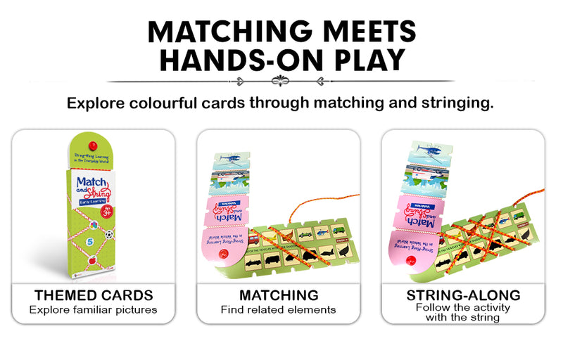 Match and String Early Learning for Kids (Age 3+ Years) String-Along Learning Activity Fine Motor Skills and Matching Game