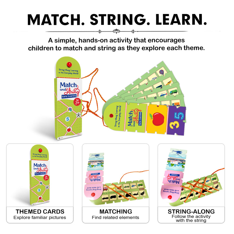 Match and String Early Learning for Kids (Age 3+ Years) String-Along Learning Activity Fine Motor Skills and Matching Game