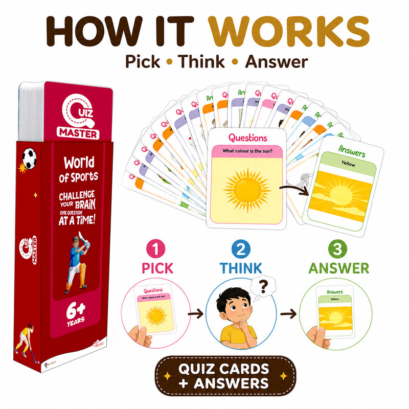 Quiz Master World of Sports for Kids (Age 6+ Years) Quiz Challenge Educational Cards and Brain Teaser Learning Game