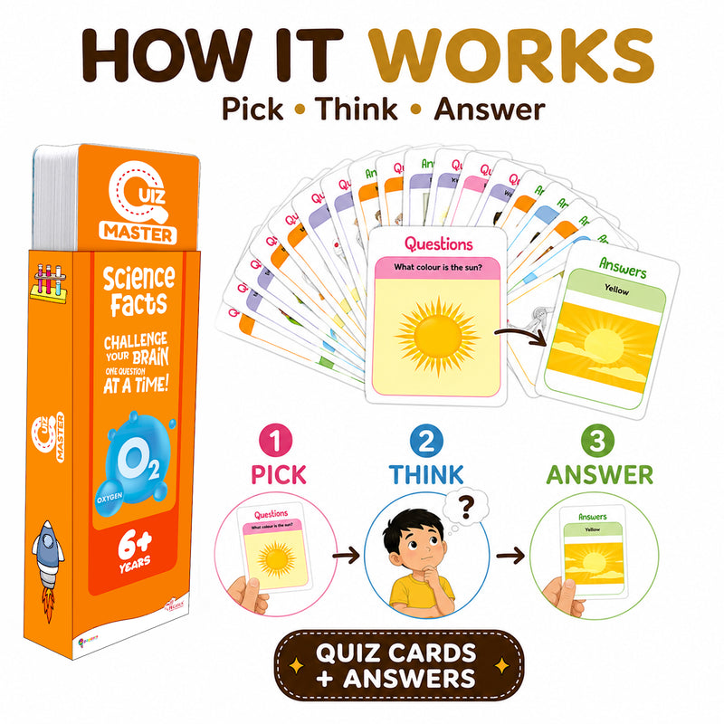 Quiz Master Science Facts for Kids (Age 5+ Years) Quiz Challenge Educational Cards and Brain Teaser Learning Game