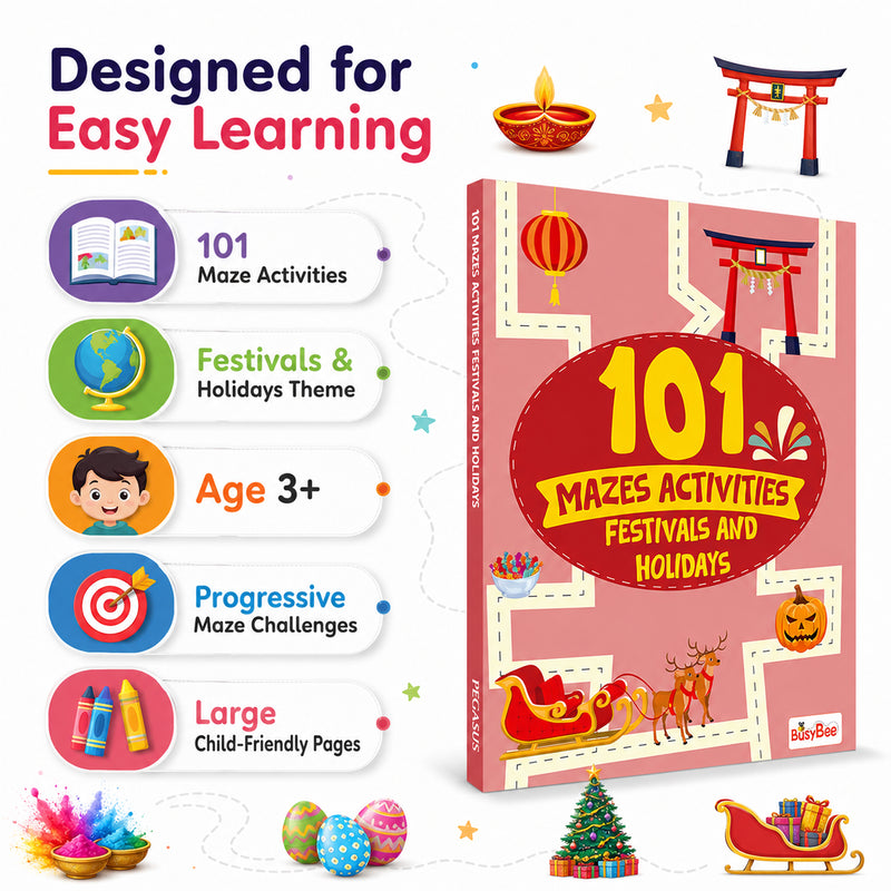 Festival & Holiday – 101 Mazes Activities Book for Kids | Maze Puzzle & Activity Book | Age 3+