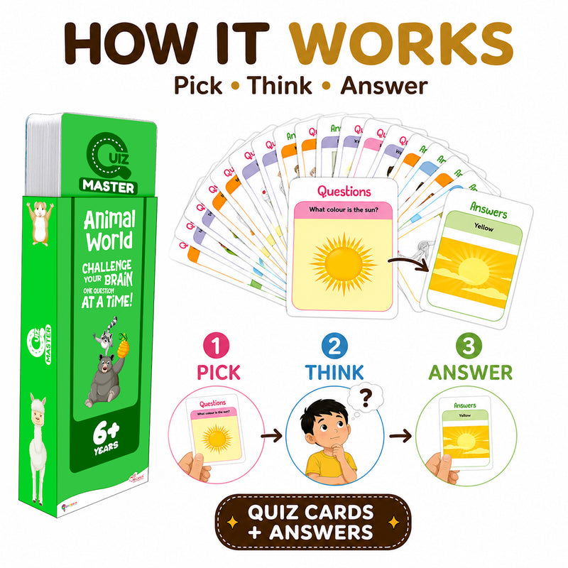 Quiz Master Animal World for Kids (Age 6+ Years) Quiz Challenge Educational Cards and Brain Teaser Learning Game