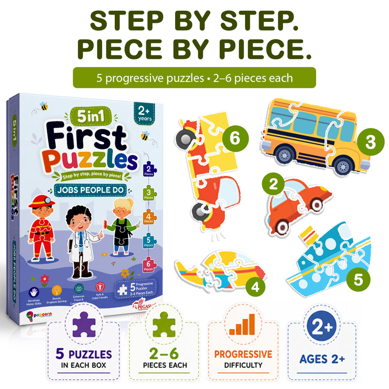 5-in-1 First Puzzles Jobs People Do for Toddlers and Kids (Age 2+ Years) Jigsaw Puzzle Set | Fun Memory Games and Creative Activity