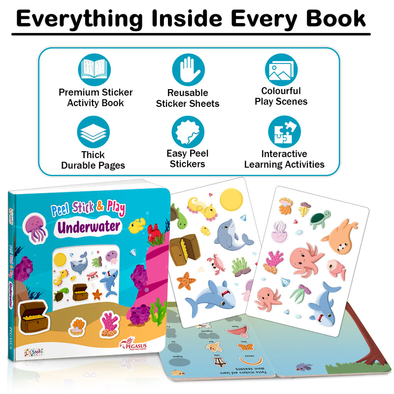 Peel Stick & Play Underwater Book for Kids – Reusable Sticker Sea Activity Book (Age 2+ Years)
