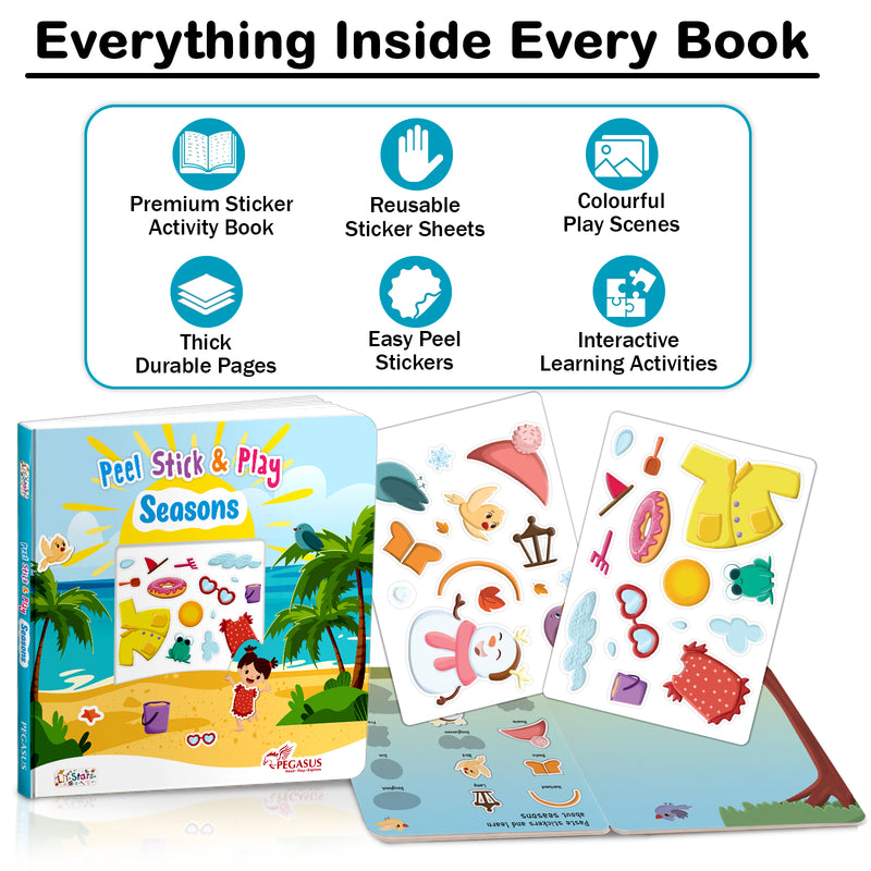 Peel Stick & Play Seasons Book for Kids – Reusable Seasons Sticker Activity Book (Age 2+ Years)